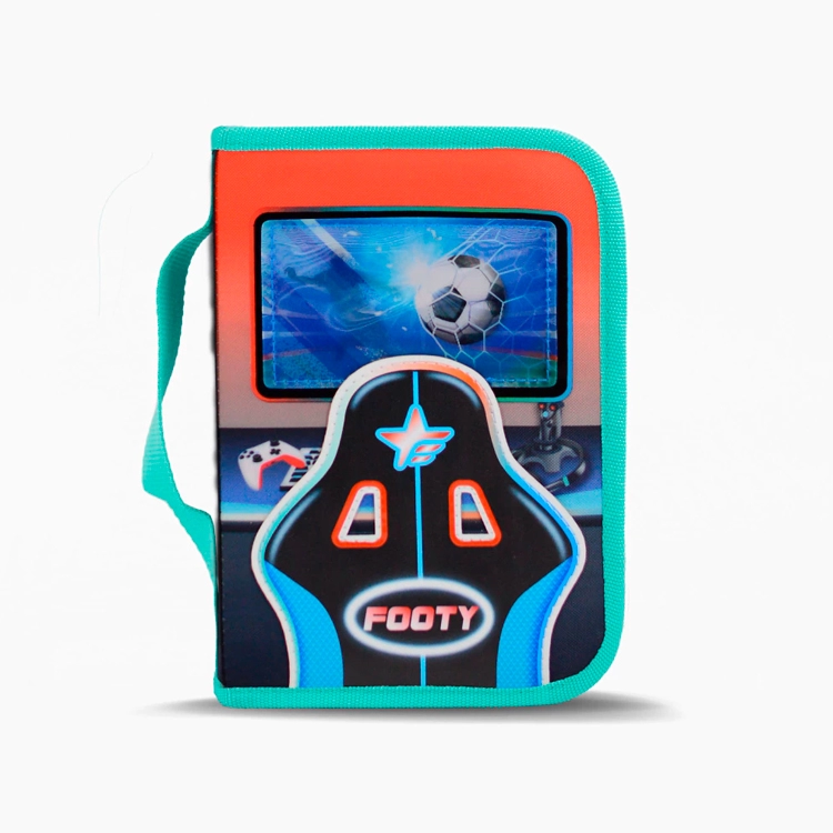 Cartuchera Escolar Footy 2026 Pro Gamer Roja Desplegable 1 Piso Art.F264074